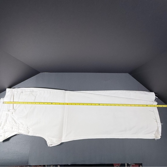 Hudson Wide Leg Cropped Jeans White Denim Raw Hem - Picture 2 of 4